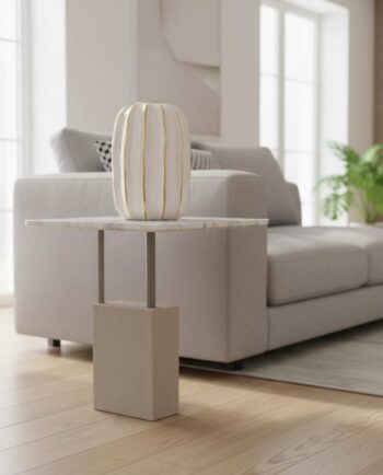 Vase Ceramic Beige Golden Lines