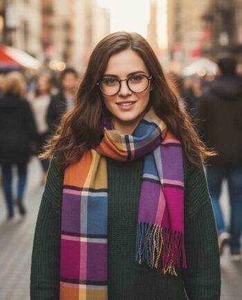 Scarf Checkered Purple Mix Colors