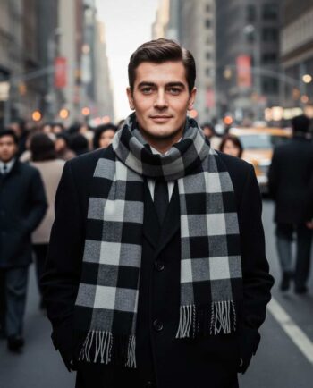 Scarf Checkered Grey Black