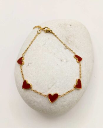 Necklace Hearts Red Enamel