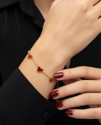 Necklace Hearts Red Enamel