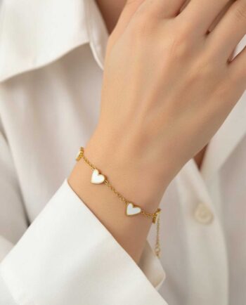 Necklace Hearts White Enamel