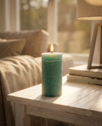 Candle Emerald Pillar Aromatic Height 14 cm Diameter 7 cm