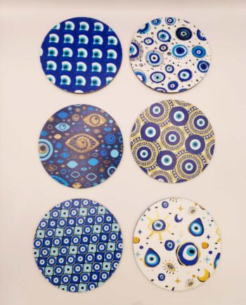 Coaster Wooden Surreal Evil Eyes Set 6 Pieces