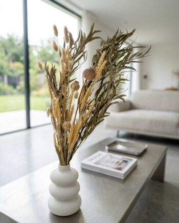 Dried Flowers in Ceramic White Vase "Loop"
