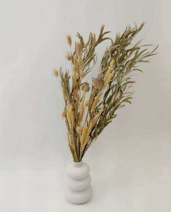 Dried Flowers in Ceramic White Vase "Loop"