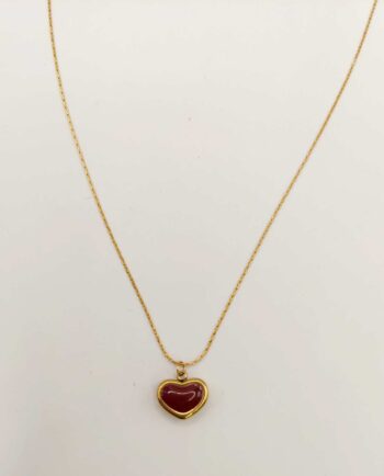 Necklace Red Enamel Heart