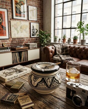 Ceramic Ashtray Black Beige