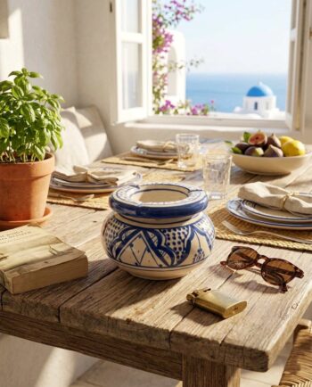 Ceramic Ashtray Blue Beige