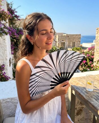Fan Fabric Black & White Geometric Pattern