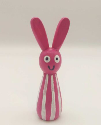 Handpainted Wooden Easter Fuschia Bunny