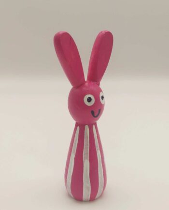 Handpainted Wooden Easter Fuschia Bunny
