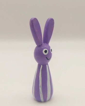 Handpainted Wooden Easter Purple Bunny