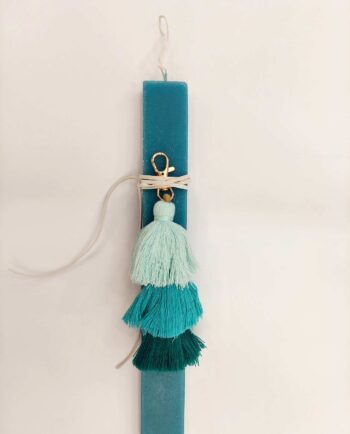 Easter Candle Turquoise Tufts Keychain