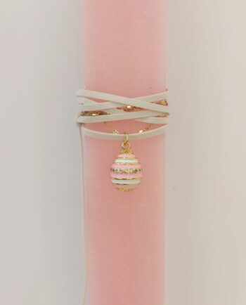 Easter Candle Necklace Pink Striped Egg