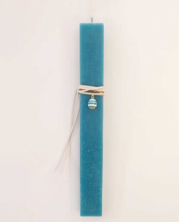 Easter Candle Necklace Teal Striped Egg