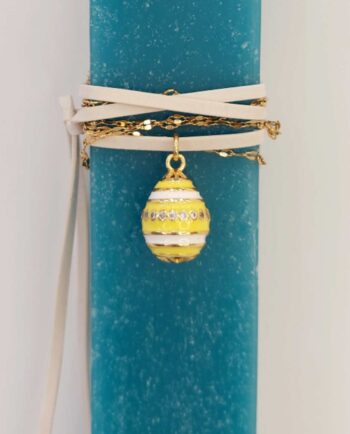 Easter Candle Necklace Yellow Striped Egg