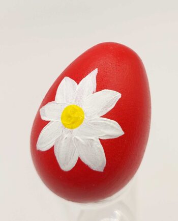 wooden egg red handpainted flower