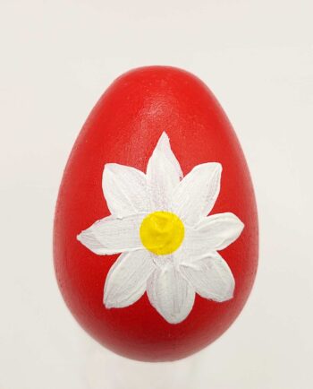 wooden egg red handpainted flower