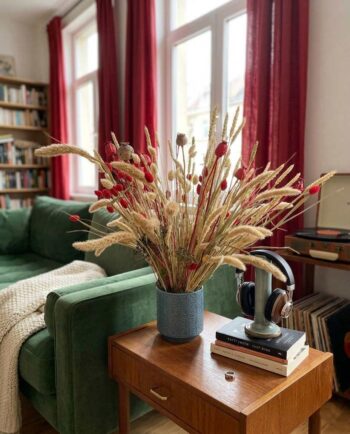 Dried Flowers Arrangement Red Natural