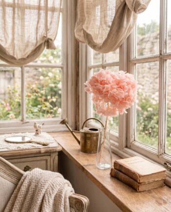 Dried Pink Hydrangea in house