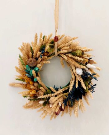 Wreath Dried Flowers Natural Blue Diameter 35 cm