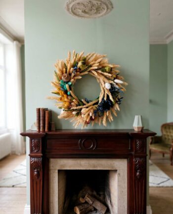 Wreath Dried Flowers Natural Blue Diameter 35 cm