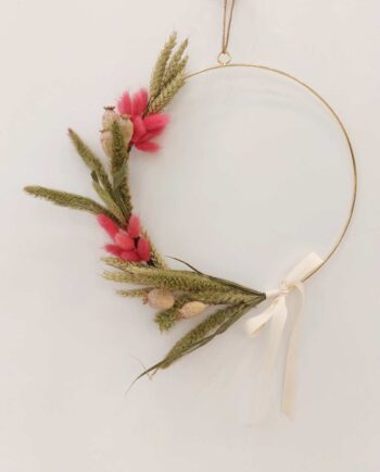Wreath Dried Flowers Natural Pink Diameter 33 cm