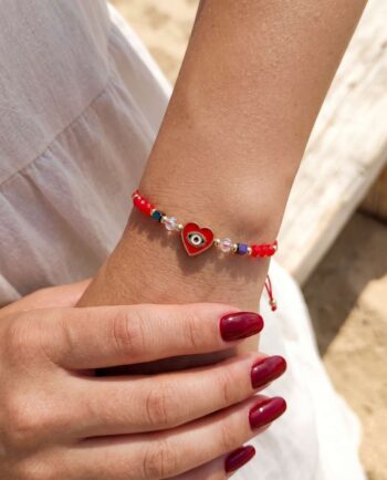 Bracelet Red Heart Evil Eye