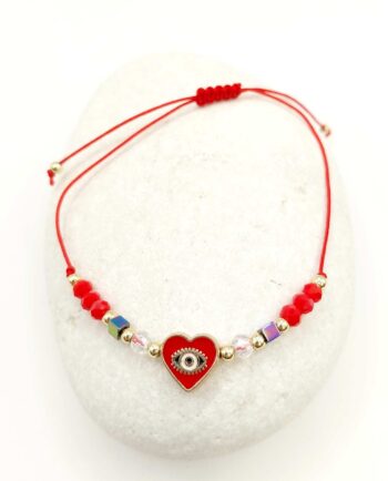 Bracelet Red Heart Evil Eye