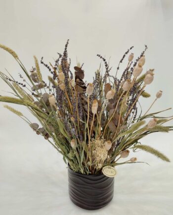 Dried Flowers Arrangement Natural Black Pot