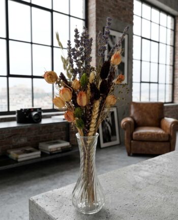 Dried Flower Brown Arrangement Glass Vase