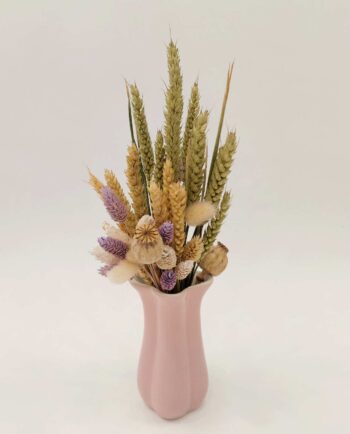 Dried Flower Arrangement Pink Ceramic Vase II