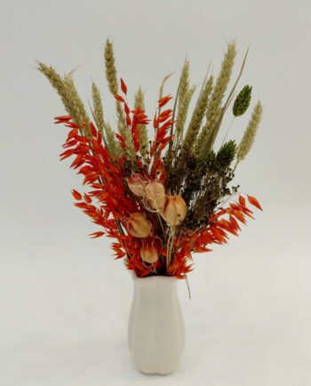 Dried Flower Arrangement Beige Ceramic Vase
