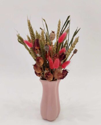 Dried Flower Arrangement Pink Ceramic Vase I