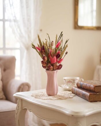 Dried Flower Arrangement Pink Ceramic Vase I decorating house