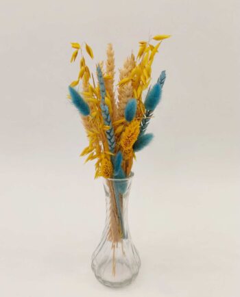 Dried Flower Yellow Arrangement Glass Vase