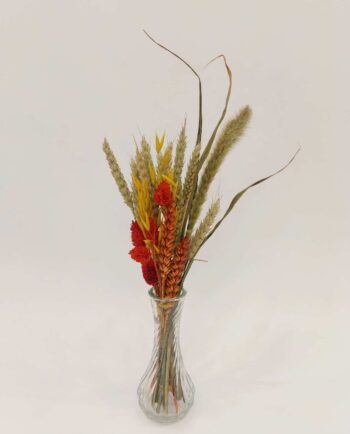 Dried Flower Orange Arrangement Glass Vase