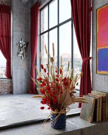 Dried Flowers Arrangement Red Natural