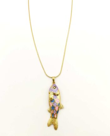 Necklace Lilac Enamel Fish