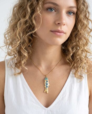 Necklace Blue Enamel Fish