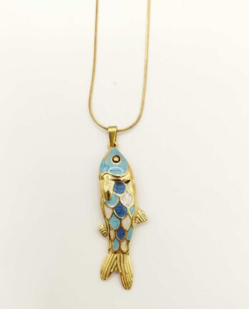 Necklace Blue Enamel Fish