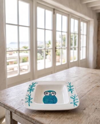 Bowl Ceramic Owl Turquoise 30 cm x 30 cm