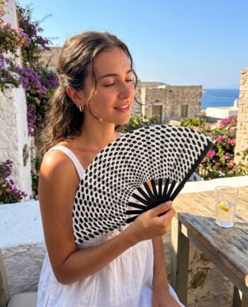 Fan Fabric Black & White Dots Pattern