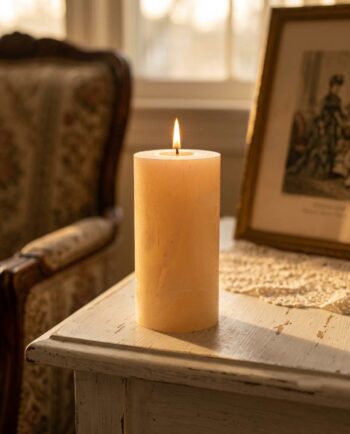 Candle Off White Pillar Aromatic Height 14 cm  Diameter 7 cm in space