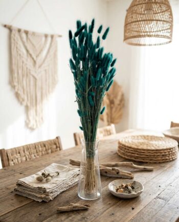 Dried Teal Lagurus Bunch